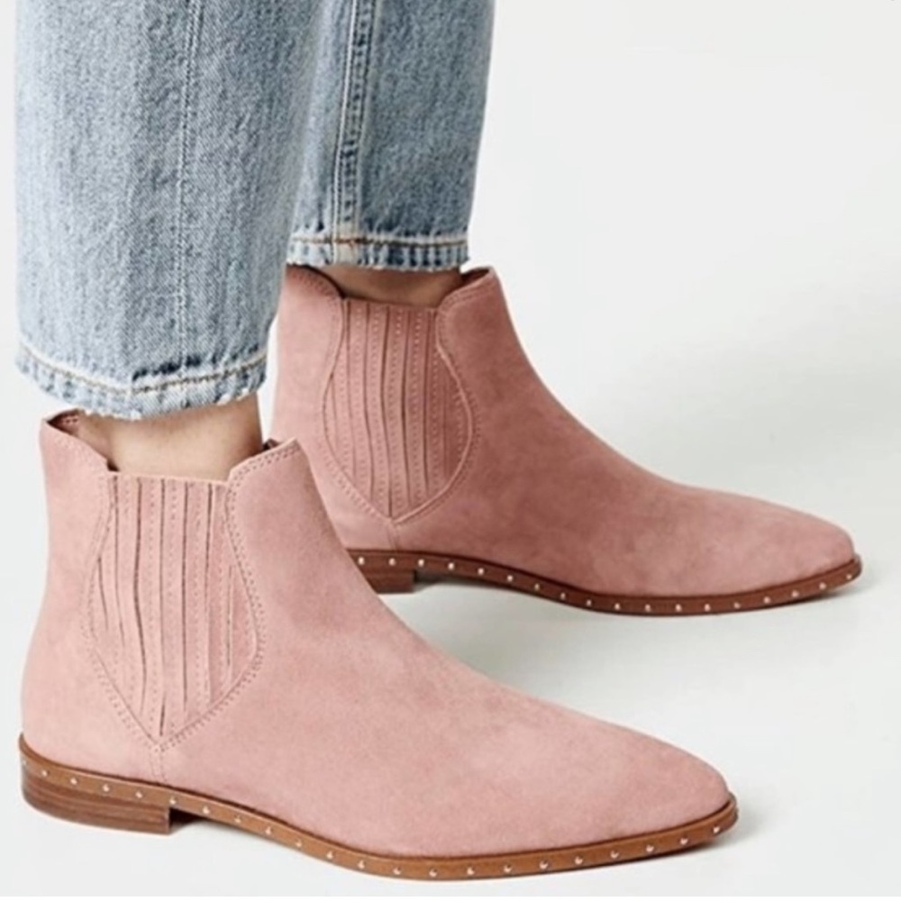 Rebecca Minkoff Dusty Pink Suede Studded Chelsea Bootie